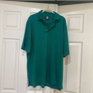 FOOTJOY  Mens Size Large Green Striped Polo Shirt Performance Golf Stretchy FJ